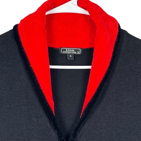 Lisa International Christmas Cardinals Black & Red Sweater Vest Size XL - Picture 3 of 13